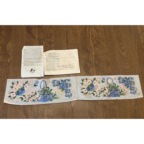 Laura Wheeler Transfer Pattern Needlecraft Floral Bouquet 29.5" Vintage 1954 - Picture 2 of 11